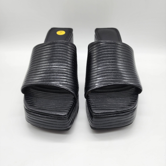 Asos Design Y2K Style Topaz Square Toe Wedge Black Mules Size 7 - Picture 5 of 13